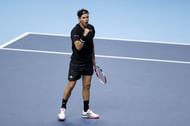 Dominic Thiem in his match against Stefanos Tsitsipas